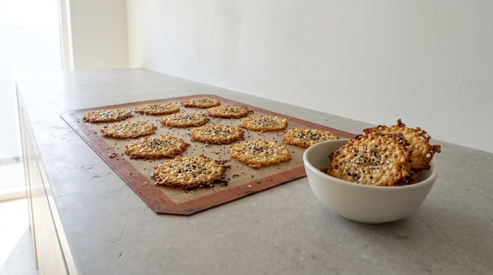 Crispy baked cottage cheese chips